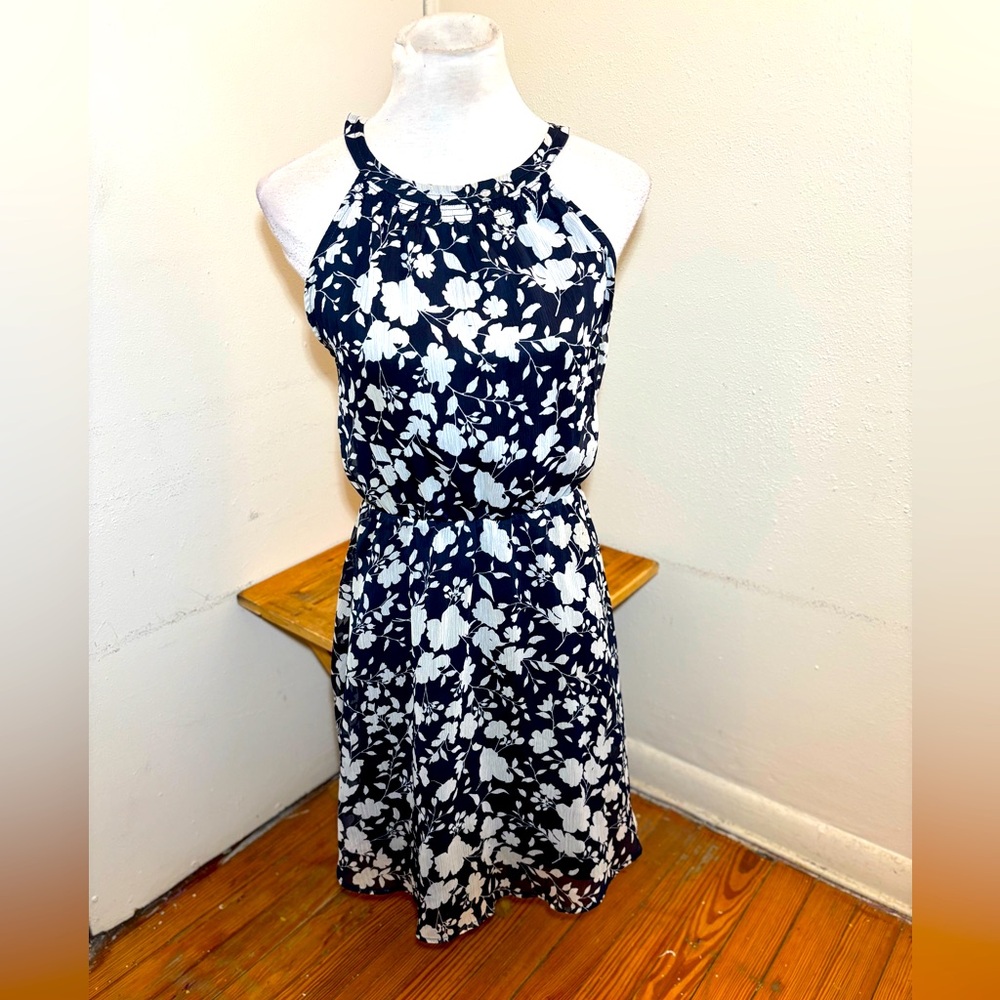 Collective Concepts Sleeveless Floral Chiffon Dress